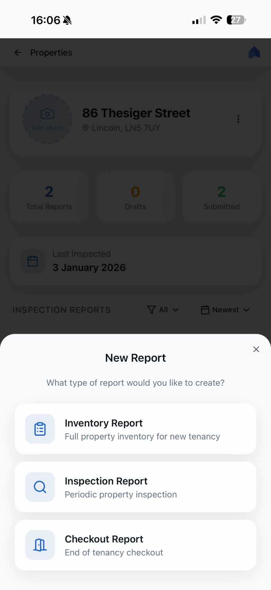 FreshRent App - Property Dashboard