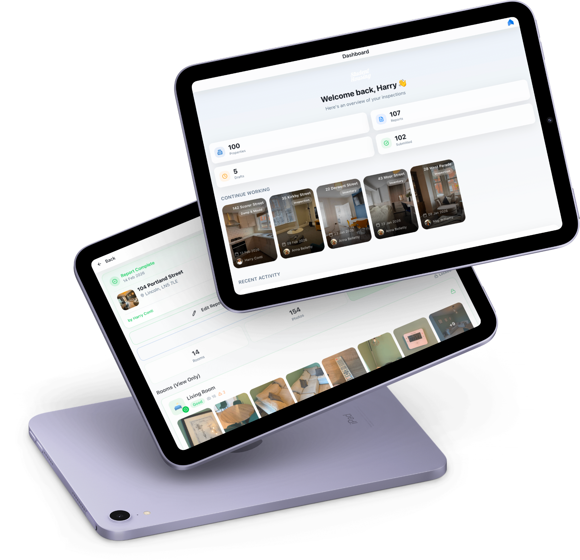 FreshRent app running on iPad tablets